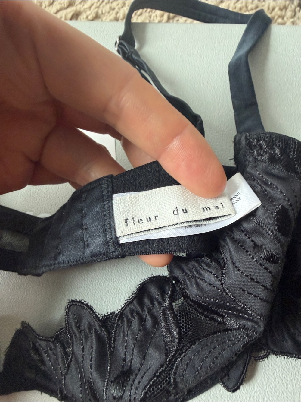 Fleur du Mal Black Sheer Floral Embroidered Underwire Bra - Picture 6 of 10